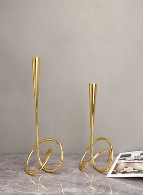 新中式金属缠绕烛台样板房售楼部卧室书房客厅餐厅电视柜玄关摆件