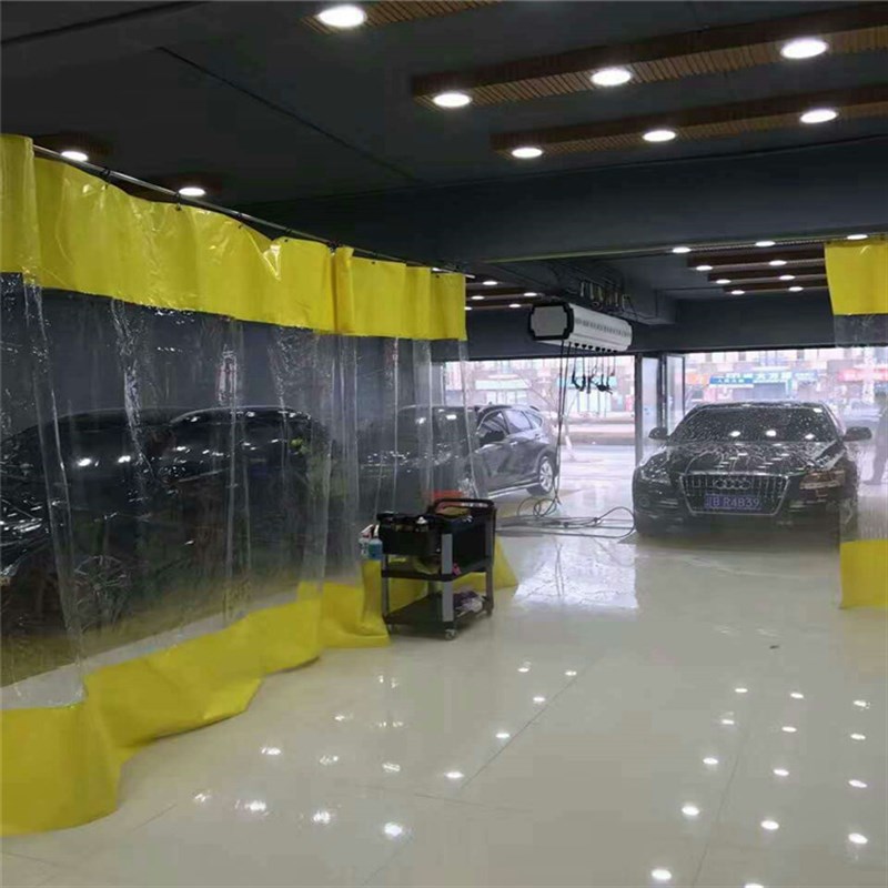 洗车店防水门帘pvc洗车场房挡风门帘无尘车间工位防尘推拉隔断帘