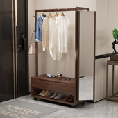 实木衣帽架全木卧室入户门客厅鞋 凳一体挂衣架门口置物架子 架换鞋