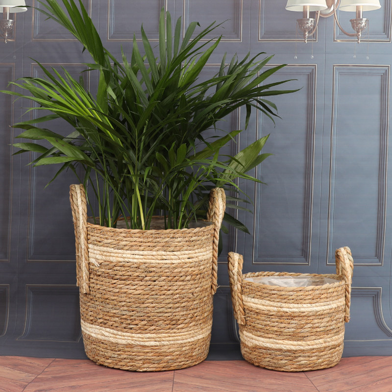 北欧草编花盆花篮藤编手提编织客厅家居摆件散尾葵琴叶落地大花盆,家居饰品,花篮,淘宝优惠券,粉丝福利购,淘宝优惠卷