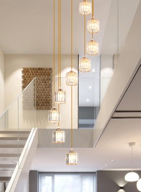 楼梯灯别墅复式挑空客厅灯具旋转楼梯间长吊灯小复式公寓loft吊灯