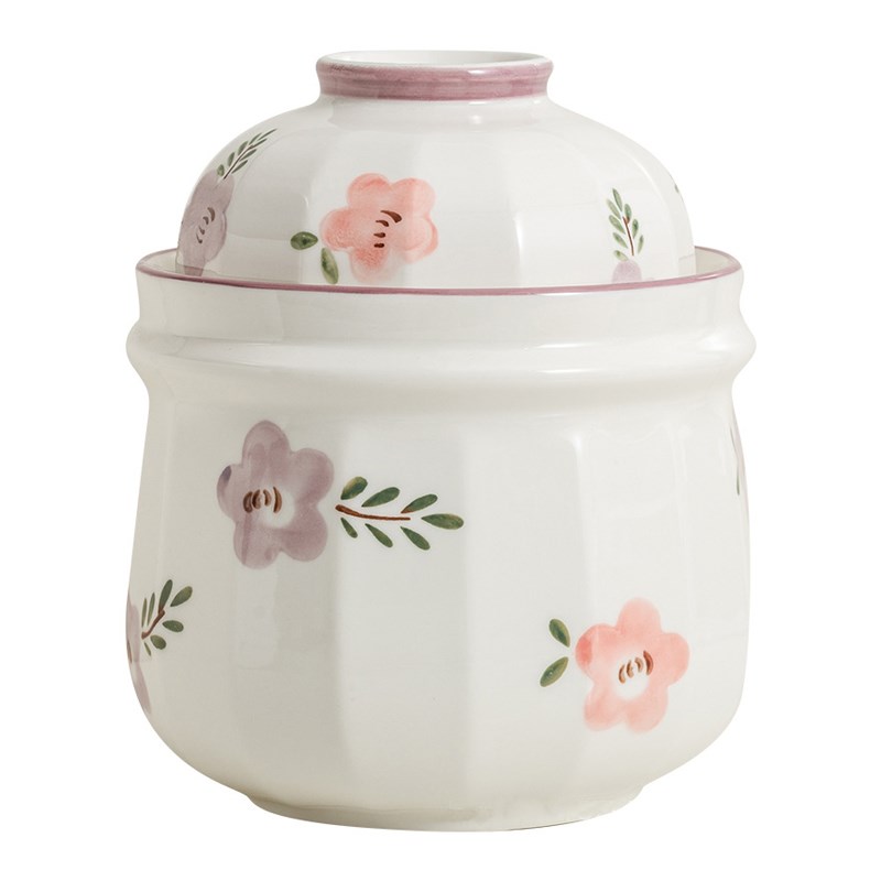 田园风泡菜坛子陶瓷泡菜坛密封储物罐泡菜罐腌菜坛双盖腌蛋坛