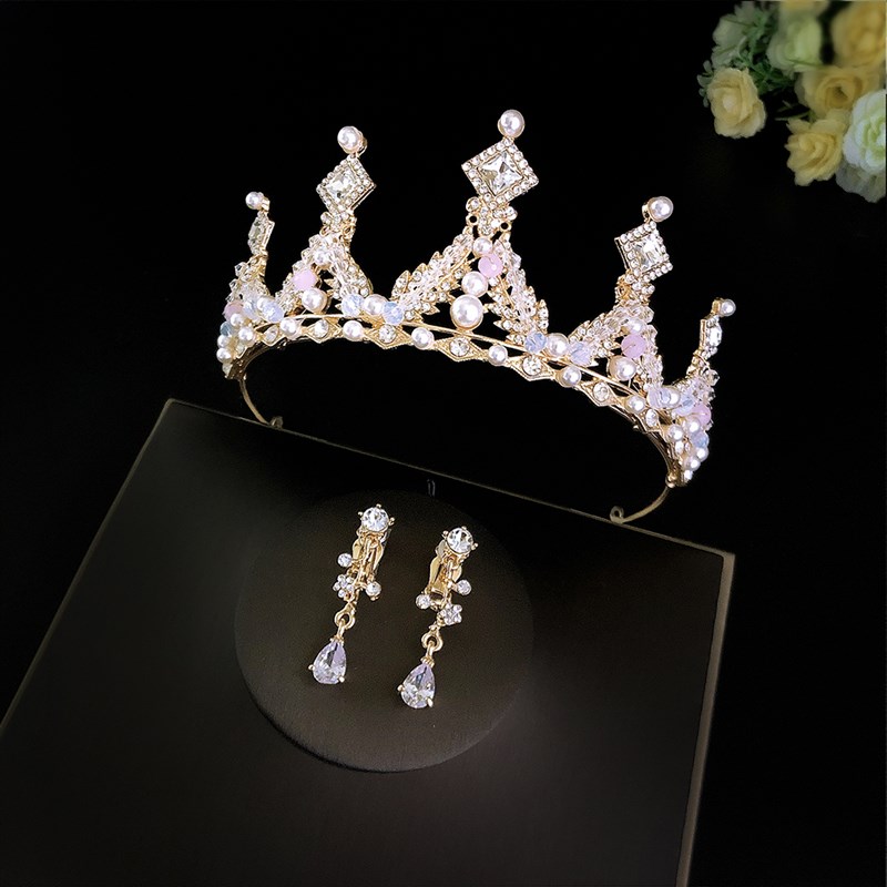 儿童皇冠头饰花童水晶手工发饰女童王冠公主生日发箍舞台演出摄影