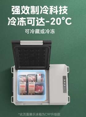 冰虎车载冰箱9升小型压缩机制冷车家两用迷你12V户外冷冻冷藏冰柜