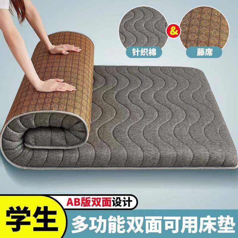 打学生单人宿舍床垫多功能冰藤席针织棉垫子双面四季两用2025新款