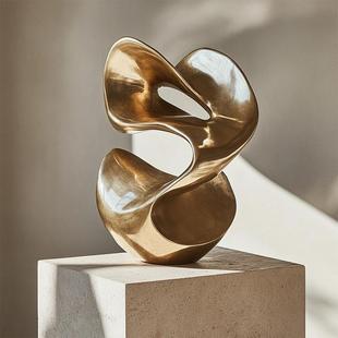 轻奢贴金箔金色摆件营销中心样板间酒店大堂玄关树脂雕塑艺术品