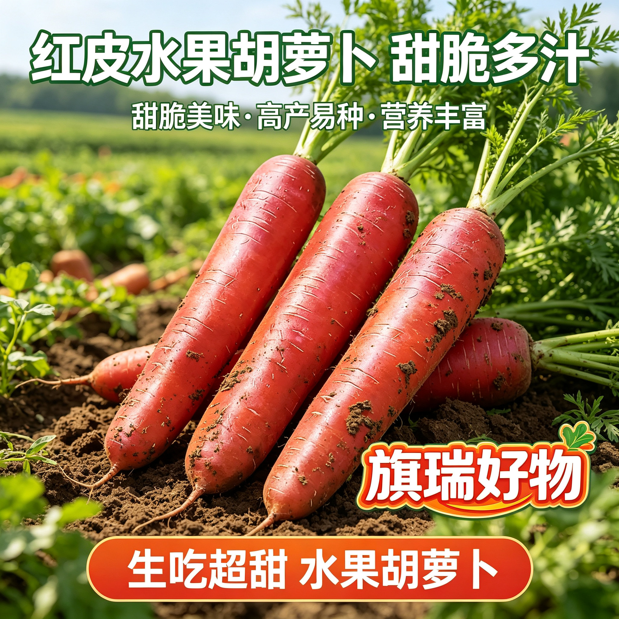 【糖心水果胡萝卜种子】红三红胡萝卜种籽甜脆红胡萝卜种子JM