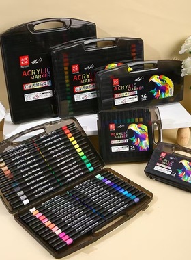 【闪光马克笔】儿童学生彩绘手账珠光双边爆闪丙烯桶装马克笔JM