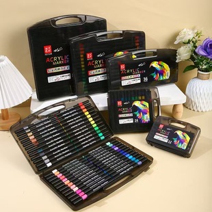 马克笔JM 儿童学生彩绘手账珠光双边爆闪丙烯桶装 闪光马克笔