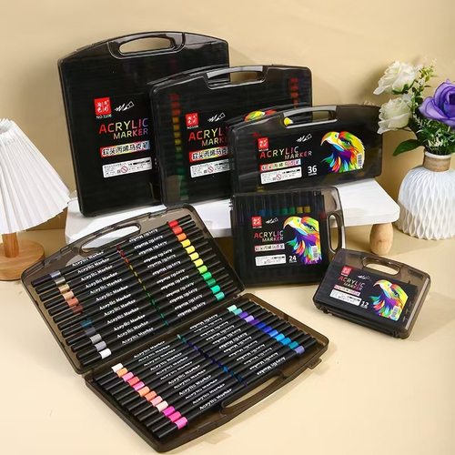 【闪光马克笔】儿童学生彩绘手账珠光双边爆闪丙烯桶装马克笔JM