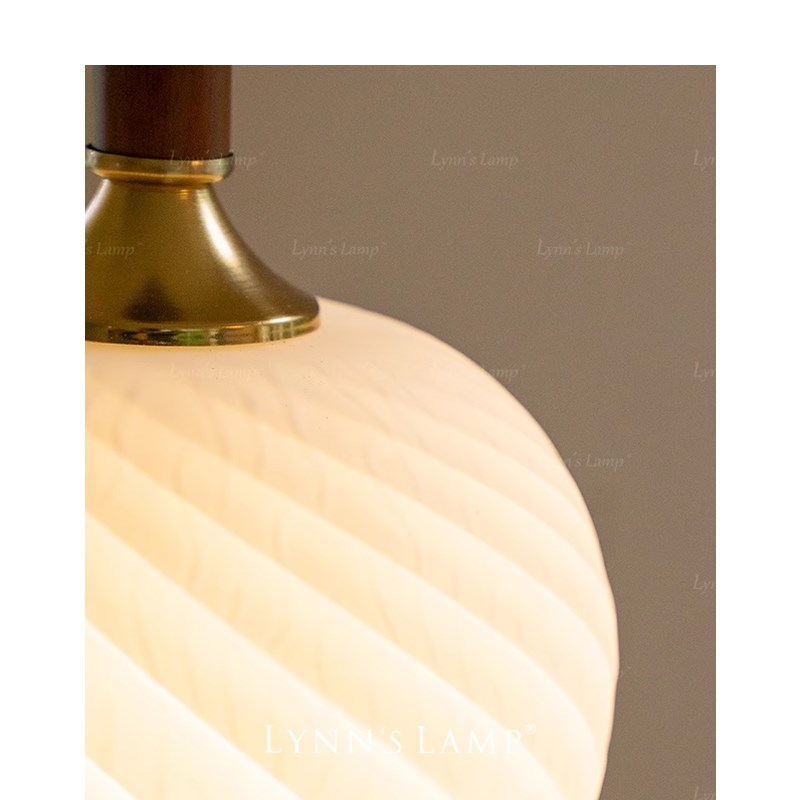 Lynns立意 实木玻璃小吊灯 床头卧室过道法式复古橡木角落氛围灯