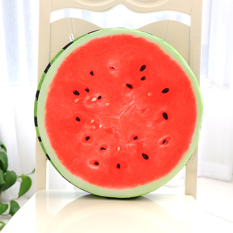 创意西瓜水果坐垫圆形抱枕椅靠垫3D仿真枕头学生可拆洗幼儿园坐垫