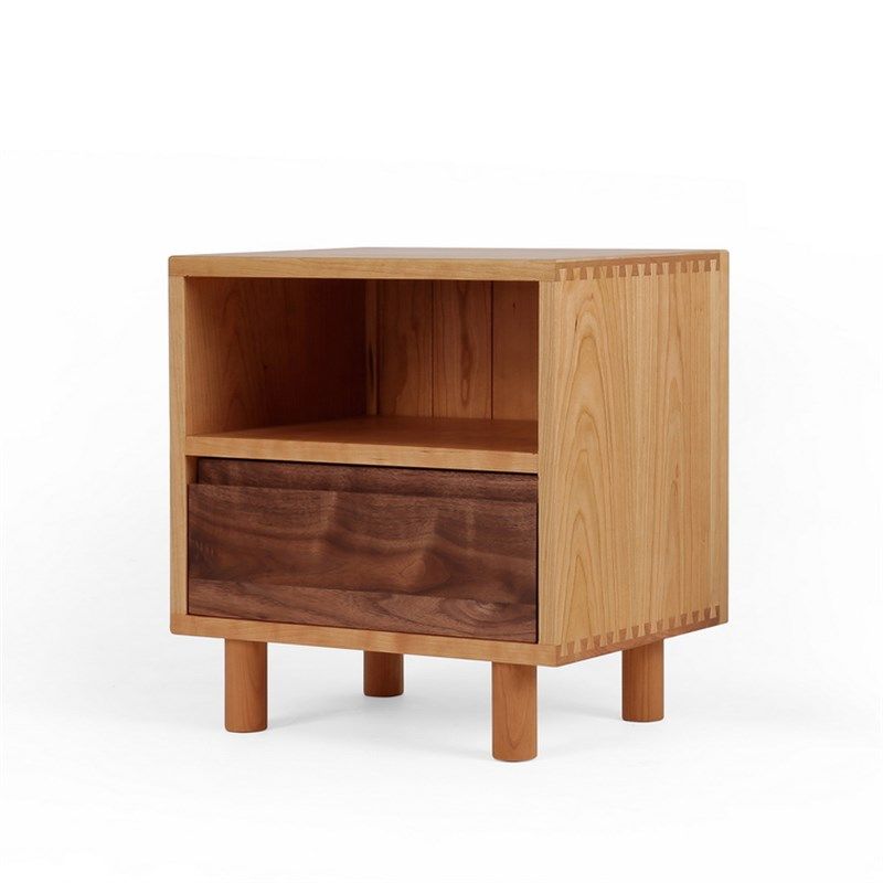 MUMO木墨 夏克式双层床头柜 樱桃木 黑胡桃木 实木床头柜