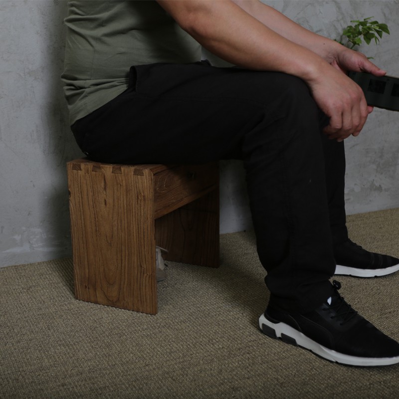 实木一屉书桌多功能小书架老榆木复古怀旧民宿家具可作换鞋小板凳