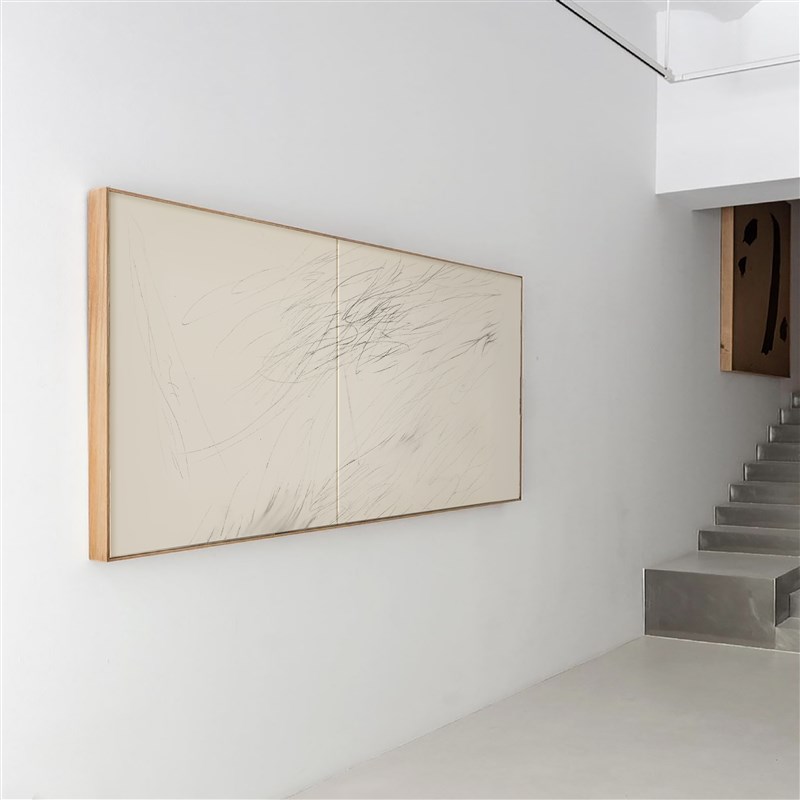 crisis rt17抽象画米白色侘寂风奶油色装饰画线条办公室大尺寸