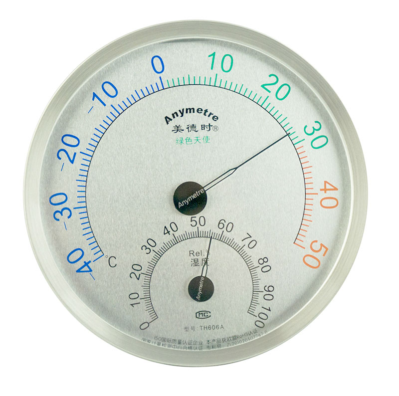 美德时TH0不锈钢温湿度计精准度高家用室内用温度计表精钢外壳