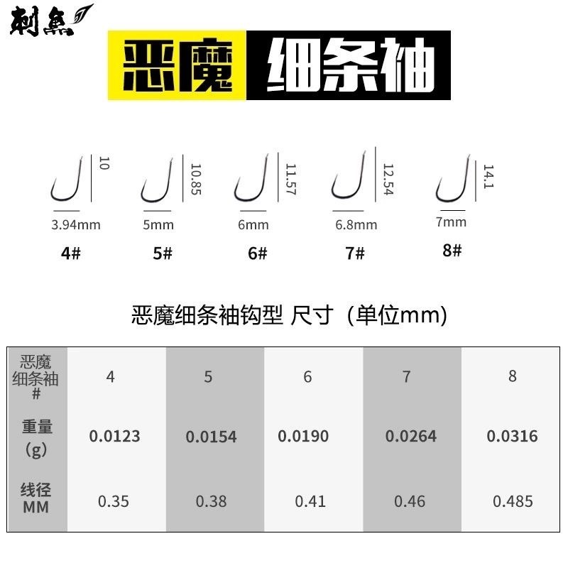 款钛锰合金电镀恶魔细条袖轻口黑坑鲤鱼罗非鲫鱼无刺极细鱼钩