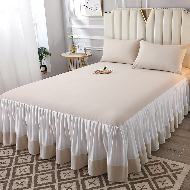 春夏纯色床裙式单件1.5m床罩1.8x2米防滑双人床套2*2.2M防尘床围