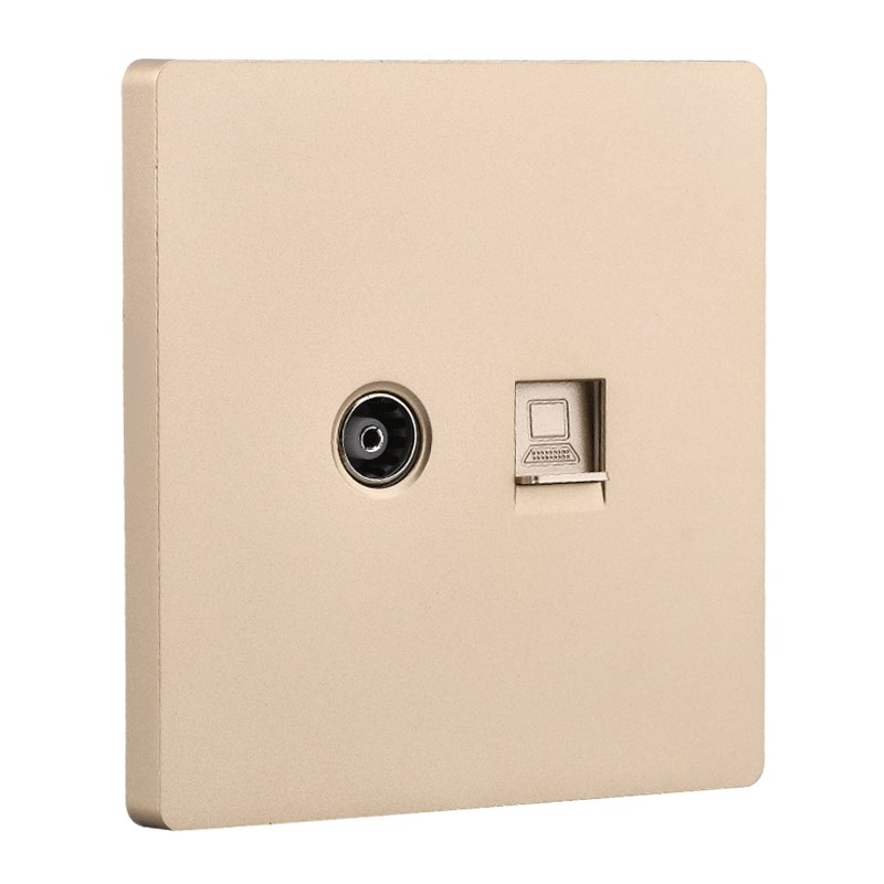 六类千兆屏蔽直通电脑电视插座ct网线网络水晶头直插8型面板