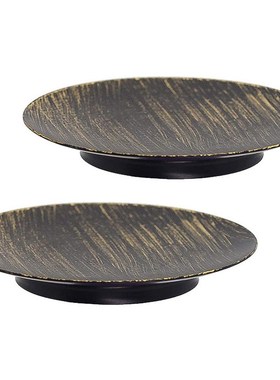 黑色圆盘烛台香薰蜡烛底座 铁艺蜡烛台托盘婚庆婚礼拍摄小道具