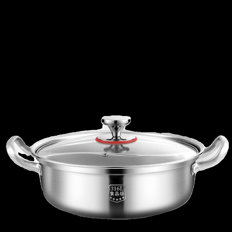 鸳鸯锅31不锈钢火锅家用电磁炉专用涮锅大容量加厚不锈钢火锅盆