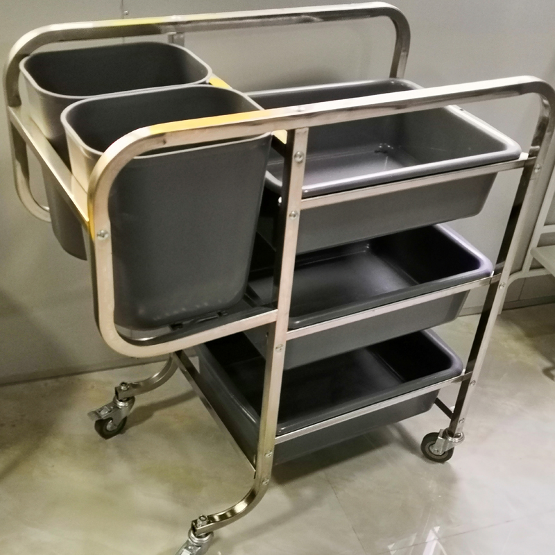 不锈钢収碗车五斗收集车餐盘餐具筷子收集车酒店食堂收餐车服务车