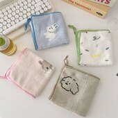 卡通可爱儿童小孩擦脸擦手巾 小毛巾 洗脸洗手速干小方巾手帕4条装