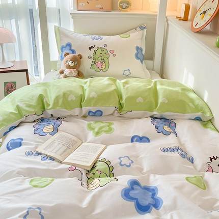 床棉单四件套床笠款被卡通学生宿舍用品三件套上下铺套YXA-1212纯