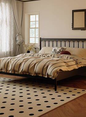 式复古1主米8床简约双人法床美式红橡木床中古实卧木床黑F202床色