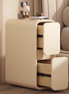 床奶油床头柜轻法NHZ式实木小型简超窄夹缝20cm迷奢你现代约边