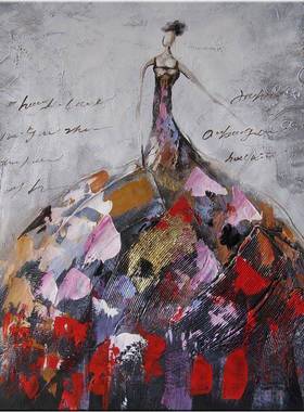 绘手绘挂画01551现代家居抽象美女客酒厅店走廊手油画纯一件起订