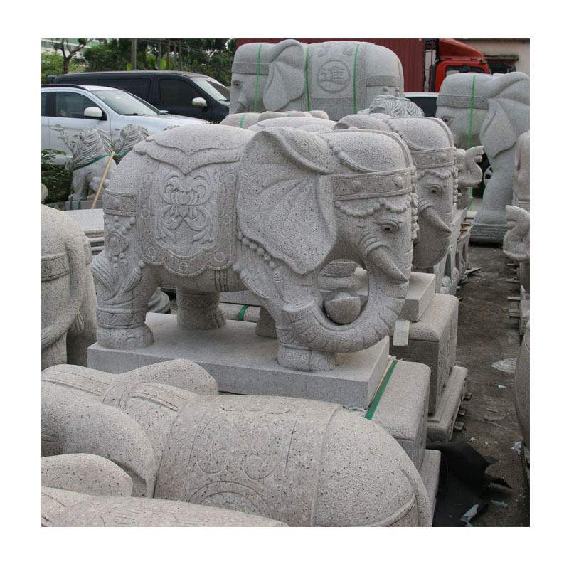 仿真工艺品摆件石雕大象石象一对看门别墅酒店门口石头象