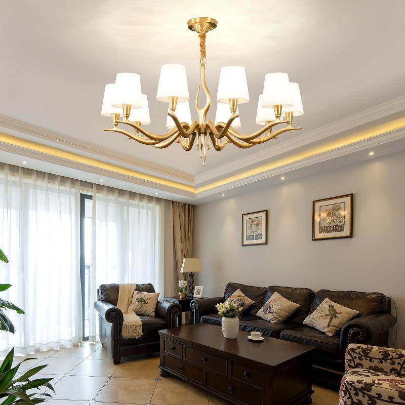 鹿角美式奢轻吊灯客灯36795主卧室欧式简欧别灯具现厅代高档墅奢,家装灯饰光源,智能吊灯,淘宝优惠券,粉丝福利购,淘宝优惠卷