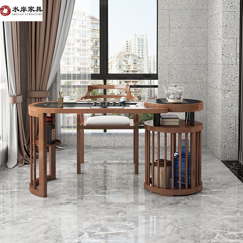 岛台全实木茶桌家用现代中式功夫茶几设计师时尚款阳台茶桌椅