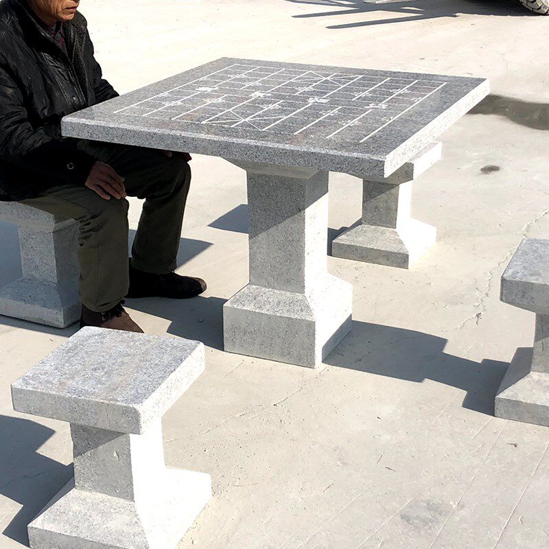 大理石花岗岩公园椅户石桌石凳园林座椅防腐木椅广场小区休闲石椅