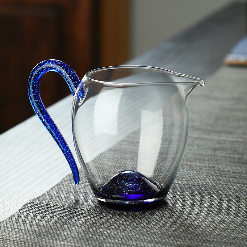 品盏堂蓝金斑斓星空公道杯分茶器透明玻璃公杯高档茶盅茶海片口