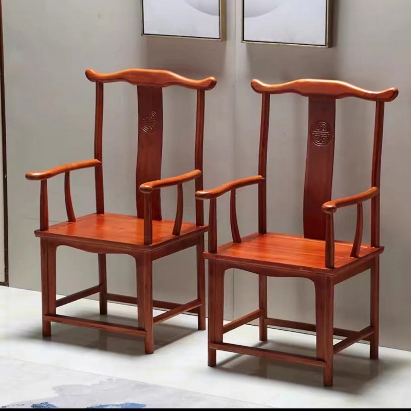 中式家用方凳实木围椅三件官帽仿古椅子茶几单人茶椅阳台靠背椅
