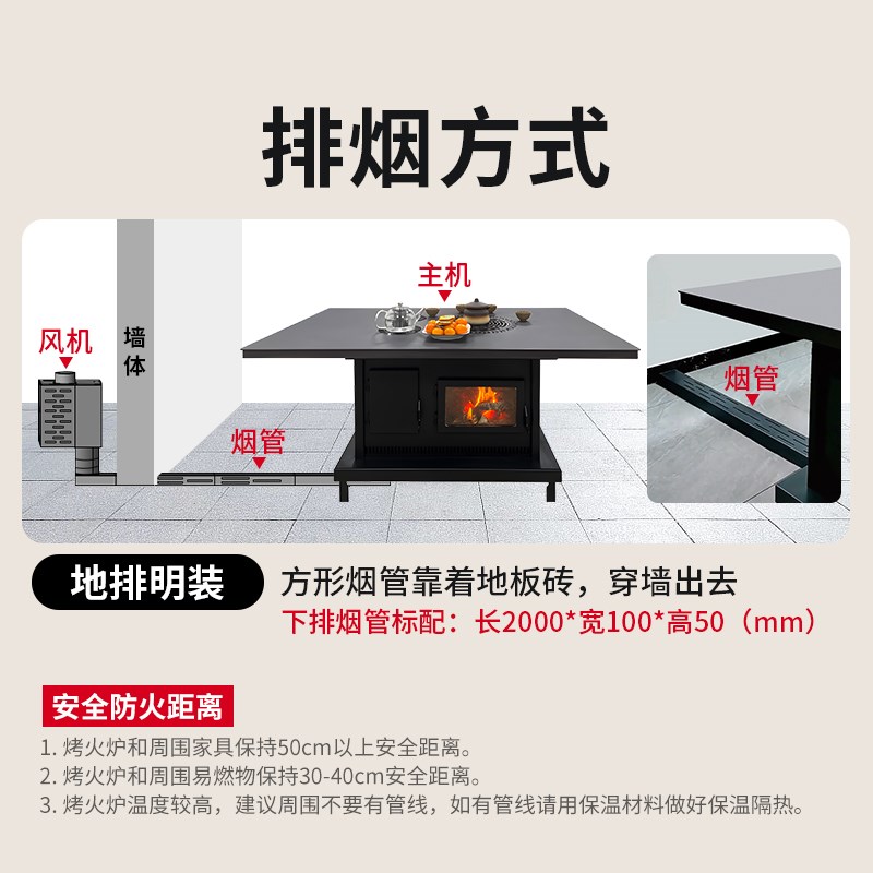 新款真火壁炉桌柴火桌取暖器三面火炉烧烤茶几暖气取暖机电暖器
