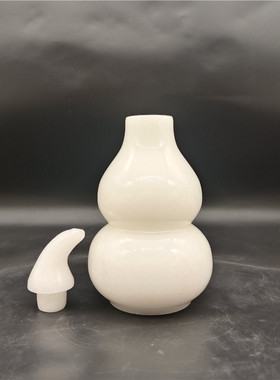天然玉石白玉葫芦带盖子中间可装水客厅办公室装饰品乔迁开业礼品