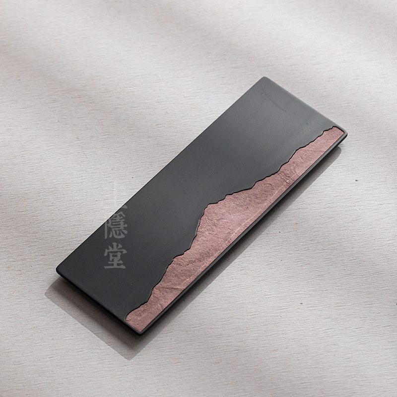 圭隐堂中式远山手工竹制茶盘壶承家用复古干泡台茶台茶具茶壶托盘