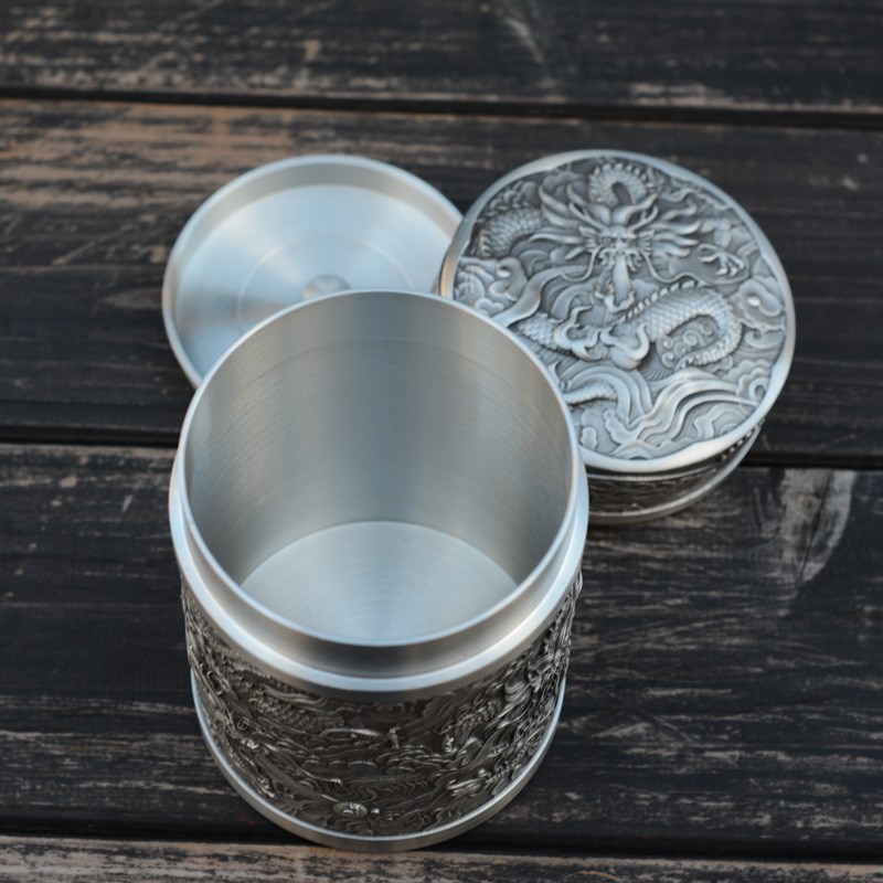 福铭阁 锡罐 纯锡大号盛世祥龙茶叶罐密封 马来西亚锡器茶罐茶具