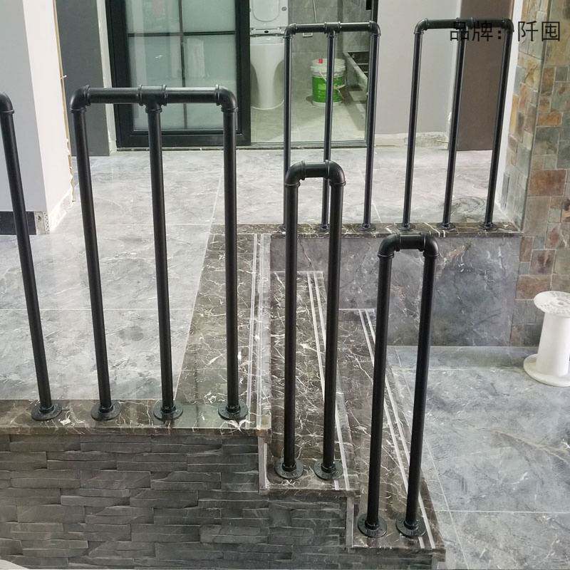 工业风铁艺个性楼梯扶手网红酒吧阁楼防护栏室内m型复古阳台栏杆