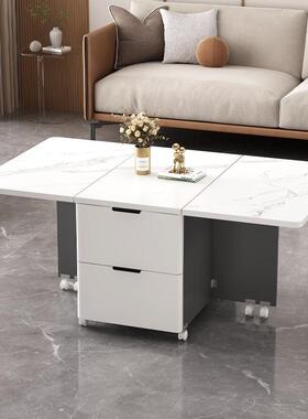 折叠餐桌茶多功子物能家用小户型可移动吃饭桌客厅抽屉储ZVR柜边