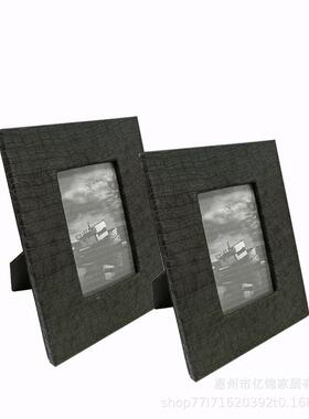 意式极架简木21207质皮革马毛相框书房示柜陈列柜饰博古装展艺术摆件