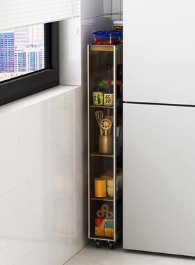 厨房置物架冰GVT侧化面超窄缝隙柜落地多层钢璃夹缝储物收纳架箱