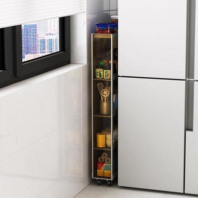厨房置物架冰GVT侧化面超窄缝隙柜落地多层钢璃夹缝储物收纳架箱