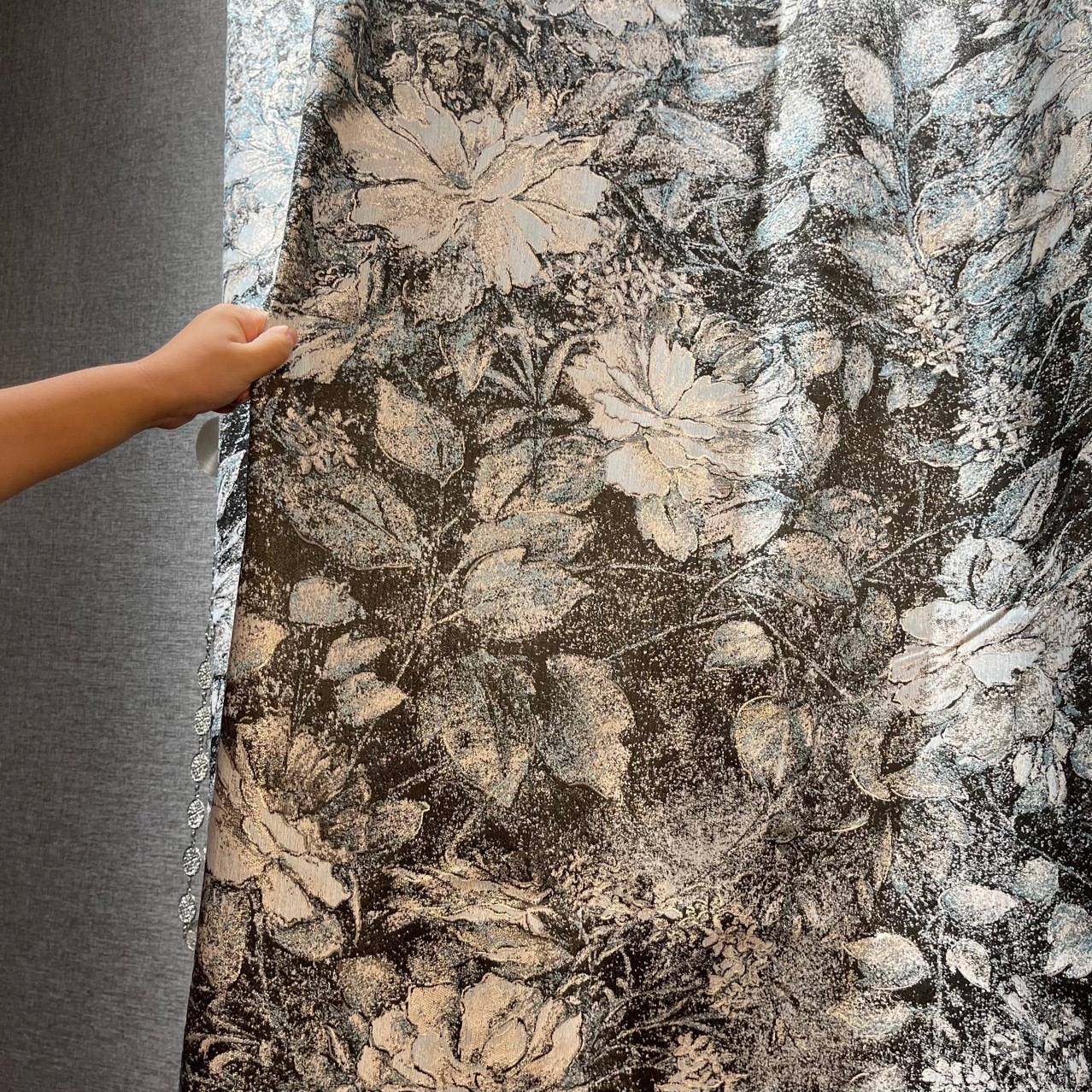 新中式高精密提花窗帘高档别墅排屋高遮光窗帘绣花布料许村镇厂家