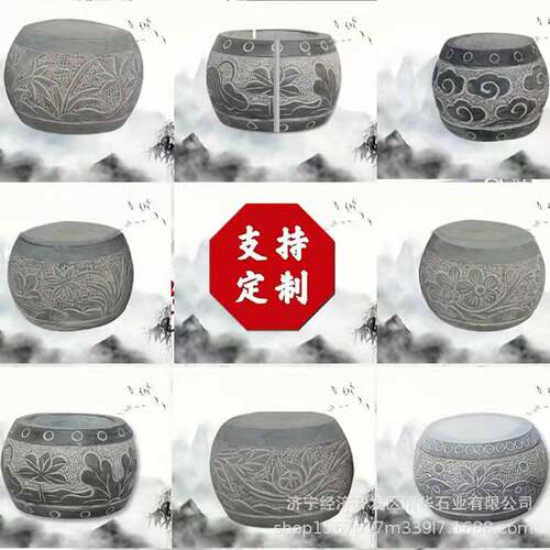 柱墩石各种规格柱墩石古建园林仿古柱顶石青石刻画柱础石青石柱墩