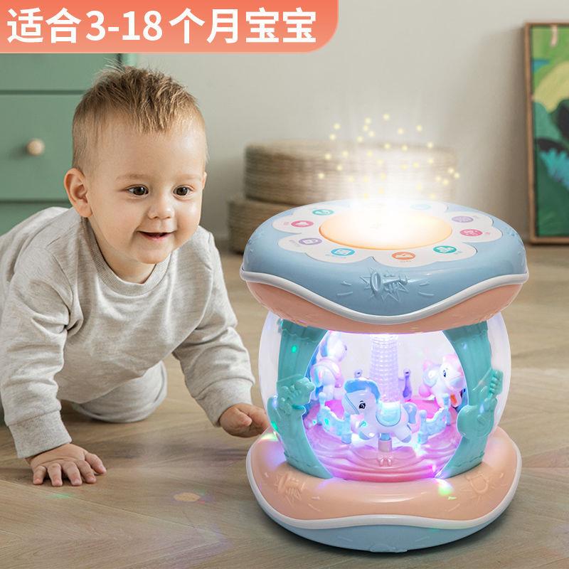 婴儿玩具乐拍拍0-6-12个月宝宝早教益鼓智旋转木UYU马手拍鼓音充