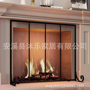 平板壁炉屏幕火花防护罩家用锻造金属门盖装饰网防安全火安全栅栏